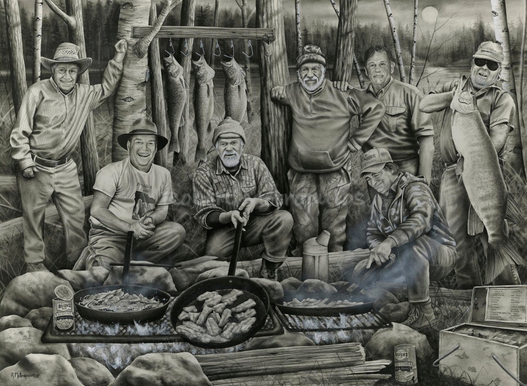 "Shore Lunch with the Hall of Famers" (Black & White)