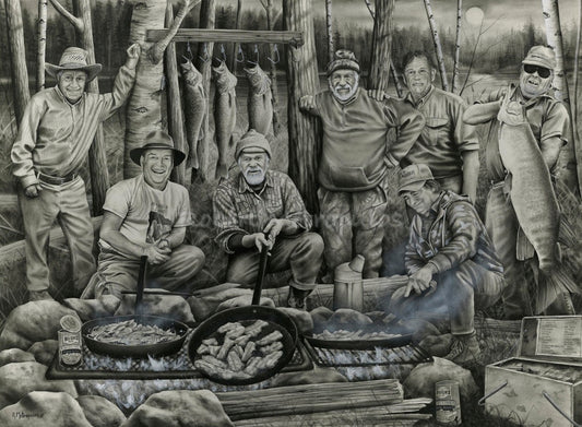 "Shore Lunch with the Hall of Famers" (Black & White)